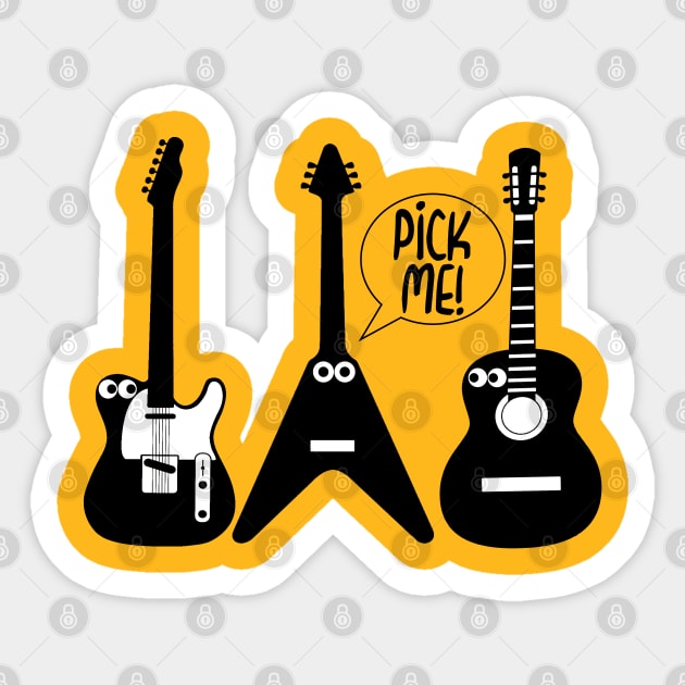 Pick Me Funny Guitar Guitar Pick Sticker TeePublic